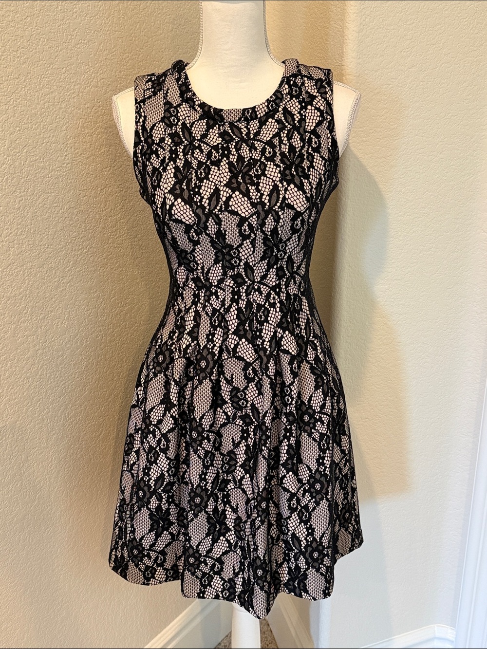 Anthropologie HD in Paris Fit-and-Flare Black Lace Dress